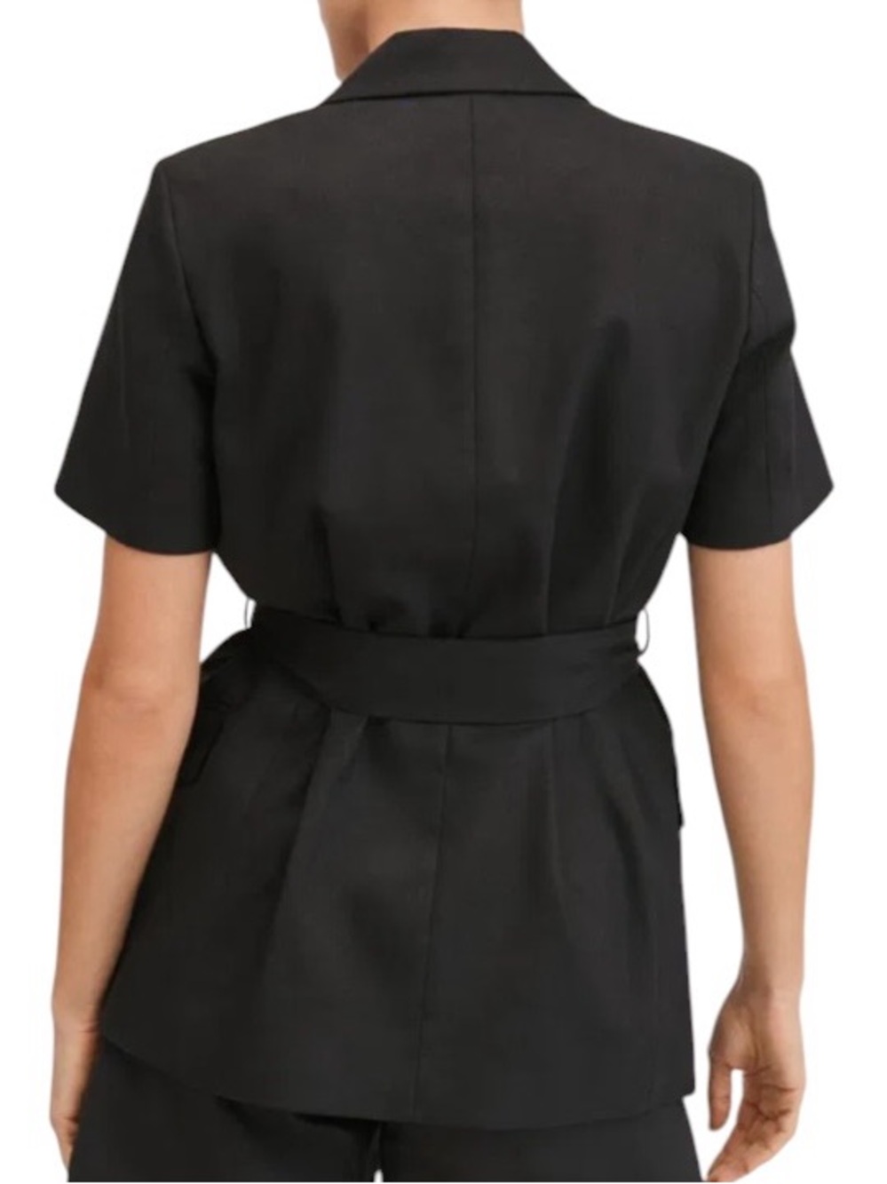 MANGO Belted Linen Short Sleeve Blazer NWT Size Small - Picture 4 of 7